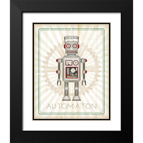 Retro Robot II Black Modern Wood Framed Art Print with Double Matting by Pugh, Jennifer