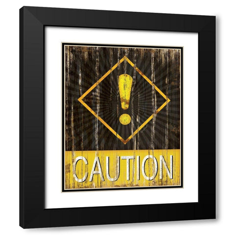 Caution Black Modern Wood Framed Art Print with Double Matting by Pugh, Jennifer