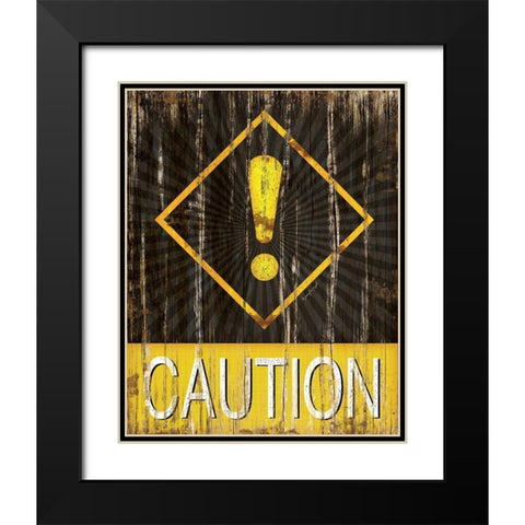 Caution Black Modern Wood Framed Art Print with Double Matting by Pugh, Jennifer