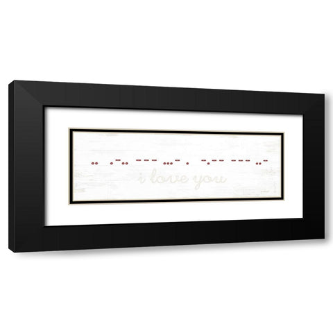I Love You Morse Code Black Modern Wood Framed Art Print with Double Matting by Pugh, Jennifer