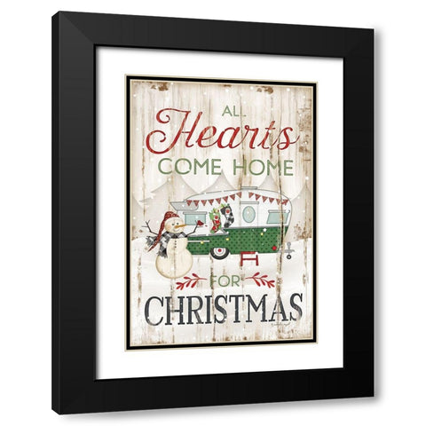 All Hearts Black Modern Wood Framed Art Print with Double Matting by Pugh, Jennifer
