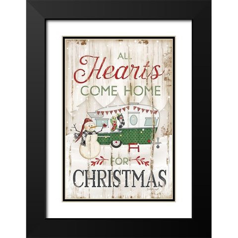 All Hearts Black Modern Wood Framed Art Print with Double Matting by Pugh, Jennifer
