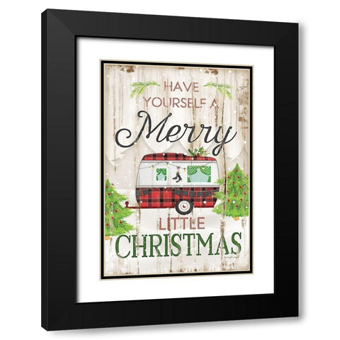 Merry Christmas Black Modern Wood Framed Art Print with Double Matting by Pugh, Jennifer