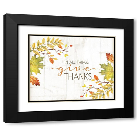 In All Things Give Thanks Black Modern Wood Framed Art Print with Double Matting by Pugh, Jennifer