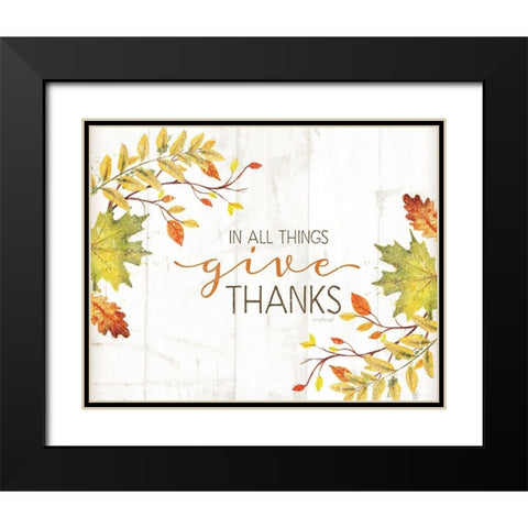 In All Things Give Thanks Black Modern Wood Framed Art Print with Double Matting by Pugh, Jennifer