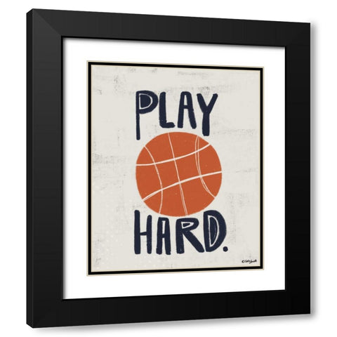 Basketball Black Modern Wood Framed Art Print with Double Matting by Doucette, Katie