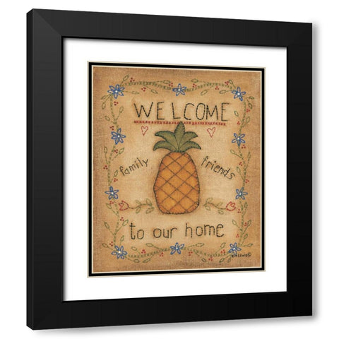 Pineapple Black Modern Wood Framed Art Print with Double Matting by Lewis, Kim