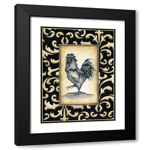 Rooster II Black Modern Wood Framed Art Print with Double Matting by Lewis, Kim