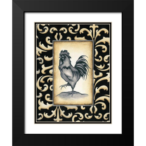 Rooster II Black Modern Wood Framed Art Print with Double Matting by Lewis, Kim