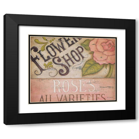 Flower Shop Roses Black Modern Wood Framed Art Print with Double Matting by Lewis, Kim