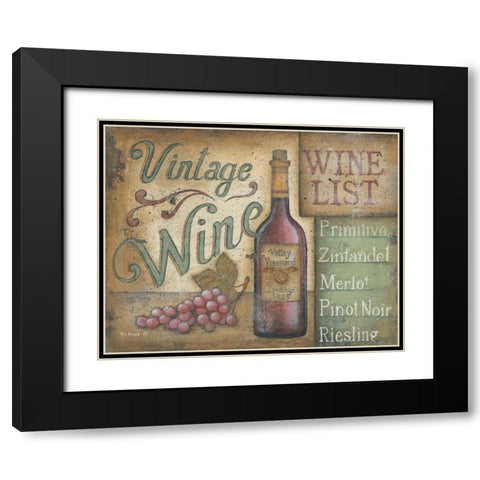 Wine List Black Modern Wood Framed Art Print with Double Matting by Lewis, Kim