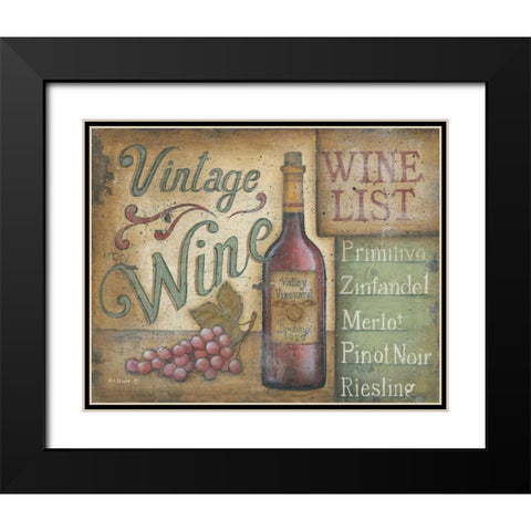 Wine List Black Modern Wood Framed Art Print with Double Matting by Lewis, Kim