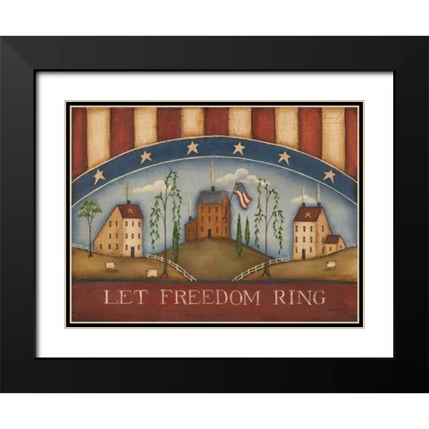 Let Freedom Ring Black Modern Wood Framed Art Print with Double Matting by Lewis, Kim