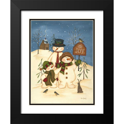 Snowman Family Joy Black Modern Wood Framed Art Print with Double Matting by Lewis, Kim