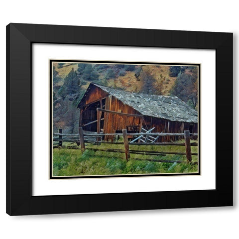 Old Barn and Corral Black Modern Wood Framed Art Print with Double Matting by McFerrin, Larry