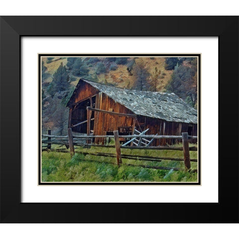 Old Barn and Corral Black Modern Wood Framed Art Print with Double Matting by McFerrin, Larry