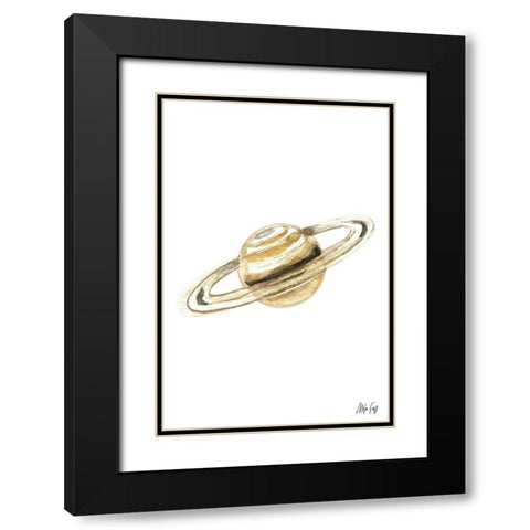 Saturn Black Modern Wood Framed Art Print with Double Matting by Fay, Mela