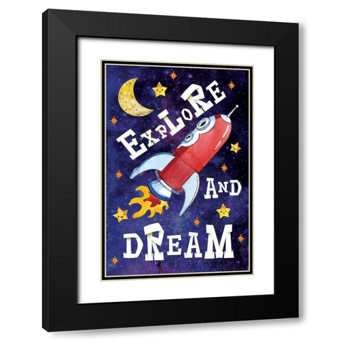 Explore and Dream Black Modern Wood Framed Art Print with Double Matting by ND Art