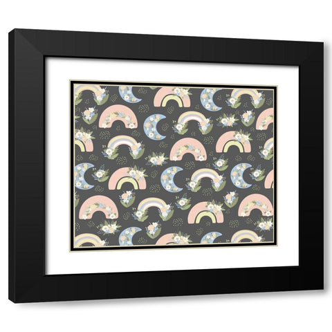 Rainbow Pattern Black Modern Wood Framed Art Print with Double Matting by ND Art