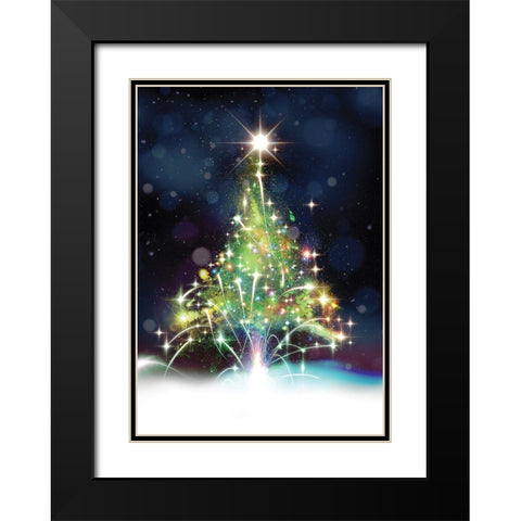 Oh Christmas Tree Black Modern Wood Framed Art Print with Double Matting by P.S. Art
