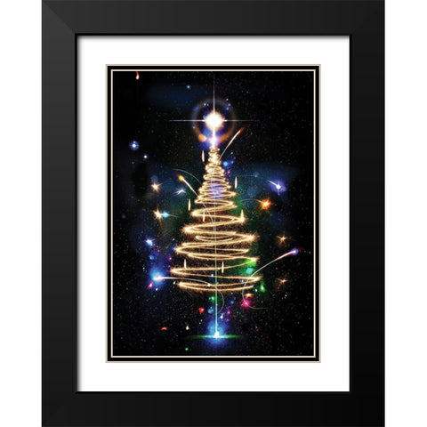 Oh Christmas Tree II Black Modern Wood Framed Art Print with Double Matting by P.S. Art