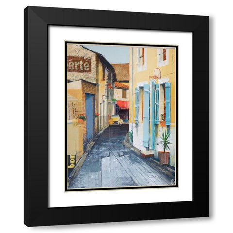 City Street Black Modern Wood Framed Art Print with Double Matting by P.S. Art