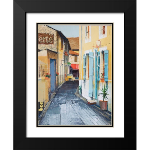 City Street Black Modern Wood Framed Art Print with Double Matting by P.S. Art