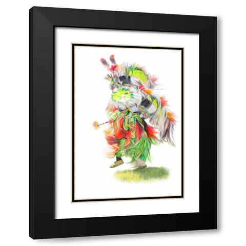 Native Pow Wow Dance Black Modern Wood Framed Art Print with Double Matting by Murdock, Ramona
