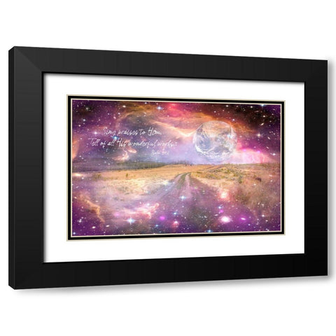 Tell All His Wonderful Works Black Modern Wood Framed Art Print with Double Matting by Murdock, Ramona