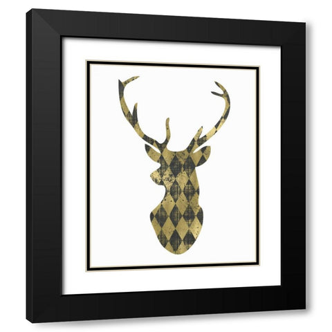 Diamond Deerhead Black Modern Wood Framed Art Print with Double Matting by Moss, Tara