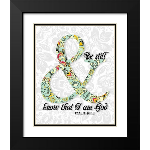Be Still Psalm Black Modern Wood Framed Art Print with Double Matting by Moss, Tara