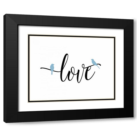 Blue Bird Love Black Modern Wood Framed Art Print with Double Matting by Moss, Tara