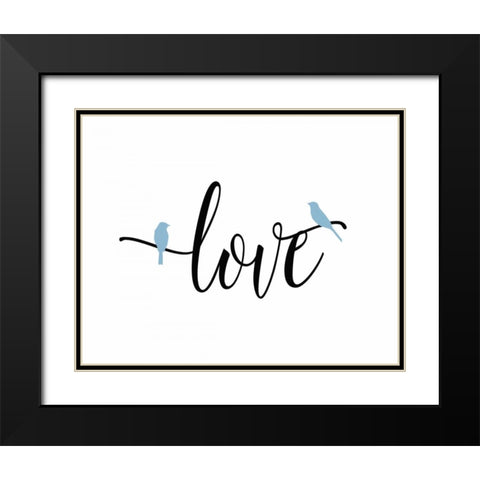 Blue Bird Love Black Modern Wood Framed Art Print with Double Matting by Moss, Tara