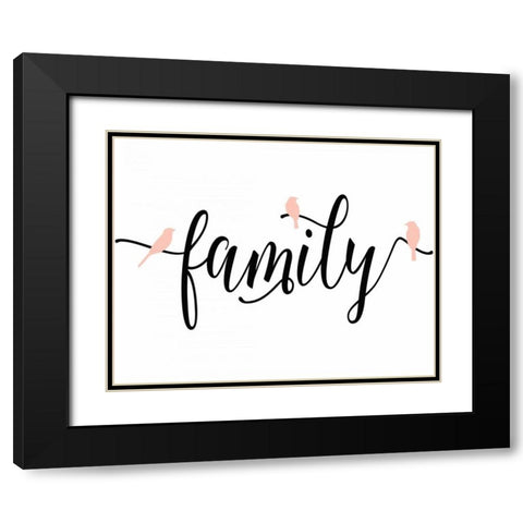 Pink Bird Family Black Modern Wood Framed Art Print with Double Matting by Moss, Tara