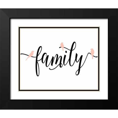 Pink Bird Family Black Modern Wood Framed Art Print with Double Matting by Moss, Tara