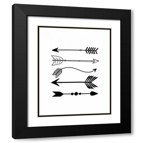 Black Arrows on White Black Modern Wood Framed Art Print with Double Matting by Moss, Tara