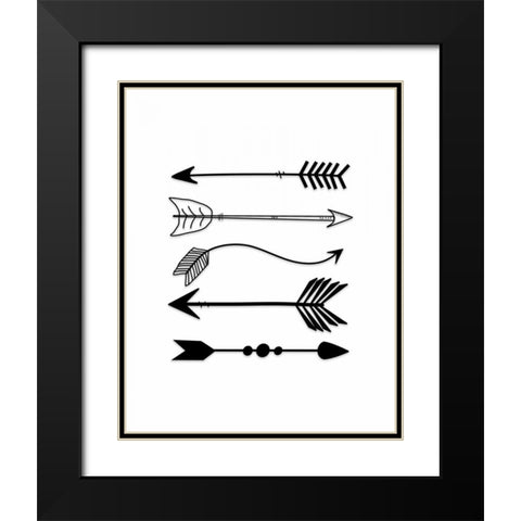 Black Arrows on White Black Modern Wood Framed Art Print with Double Matting by Moss, Tara