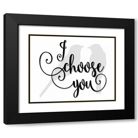 I Choose You - Grey Birds Black Modern Wood Framed Art Print with Double Matting by Moss, Tara