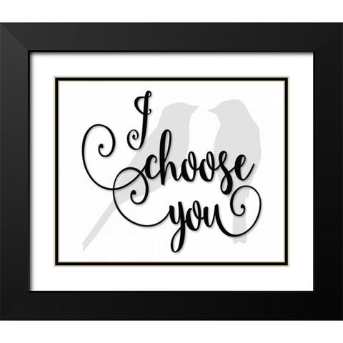 I Choose You - Grey Birds Black Modern Wood Framed Art Print with Double Matting by Moss, Tara