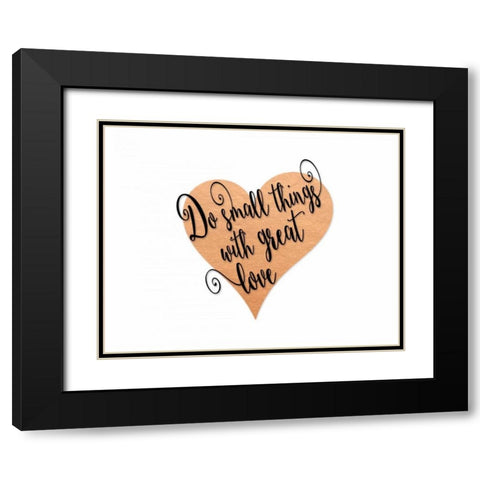 Small Things Great Love - Pink Black Modern Wood Framed Art Print with Double Matting by Moss, Tara