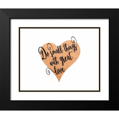 Small Things Great Love - Pink Black Modern Wood Framed Art Print with Double Matting by Moss, Tara