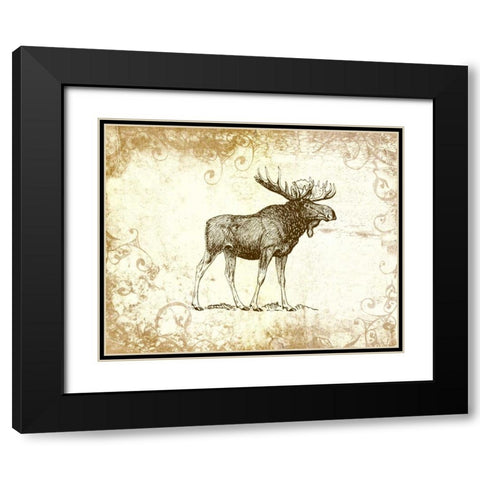 Brown Moose Black Modern Wood Framed Art Print with Double Matting by Moss, Tara