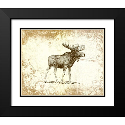 Brown Moose Black Modern Wood Framed Art Print with Double Matting by Moss, Tara