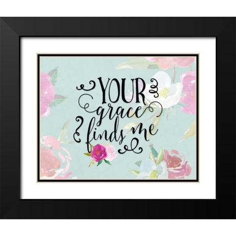 Your Grace Finds Me Floral Black Modern Wood Framed Art Print with Double Matting by Moss, Tara