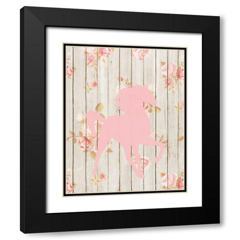 Pale Pink Horse Black Modern Wood Framed Art Print with Double Matting by Moss, Tara