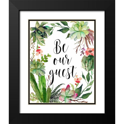 Be Our Guest Wreath Black Modern Wood Framed Art Print with Double Matting by Moss, Tara