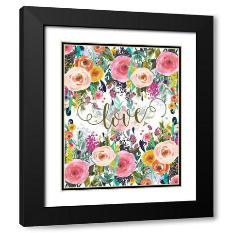 Love Colorful Florals Black Modern Wood Framed Art Print with Double Matting by Moss, Tara