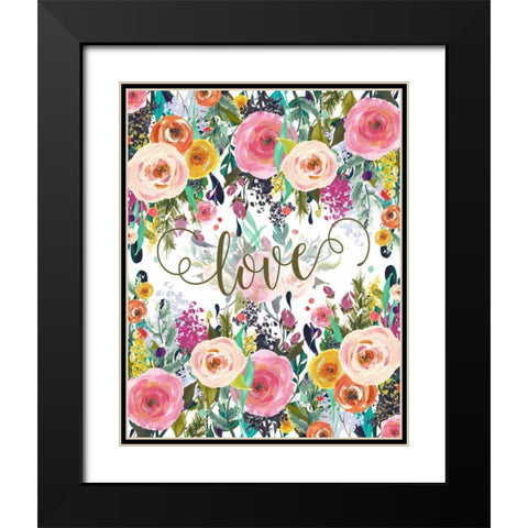 Love Colorful Florals Black Modern Wood Framed Art Print with Double Matting by Moss, Tara