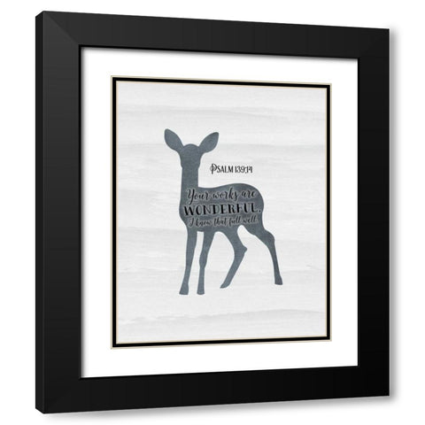 Psalm 139-14 Black Modern Wood Framed Art Print with Double Matting by Moss, Tara