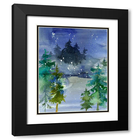 Watercolor Winter Black Modern Wood Framed Art Print with Double Matting by Moss, Tara